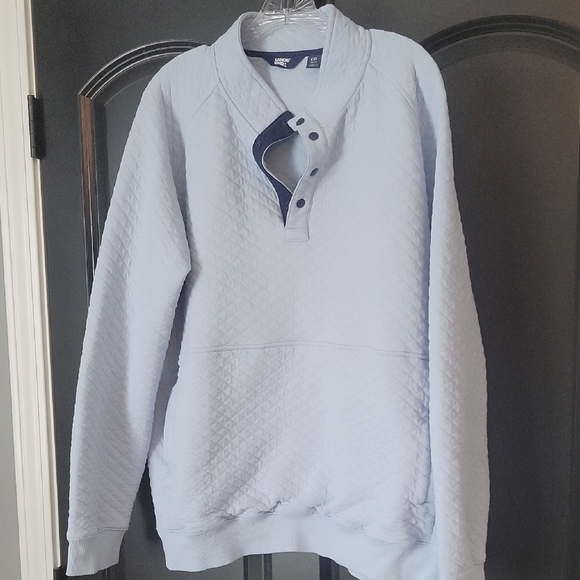 Lands End Blue Quilted Crewneck Sweater - Picture 1 of 6